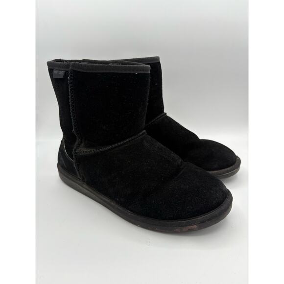 Minnetonka Black Leather Winter Boots Size 9 - Picture 1 of 9